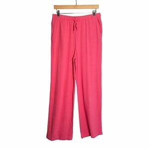 Jennyfer Linen Blend Wide Leg Pants in Rose Pink, Size M NWOT